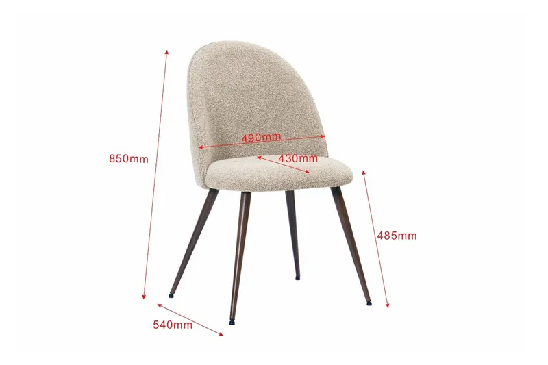 Nibe Plus Matstol - Greige Bouclé / Metallben Valnöt - Products - Möbler - Fåtölj & stolar - Matstol & köksstol