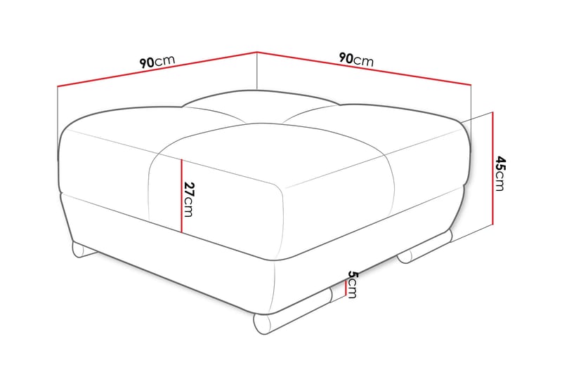 Simerly Fotpall 90 cm - Mörkgrå - Products - Möbler - Fåtölj & stolar - Pall & puff - Fotpallar