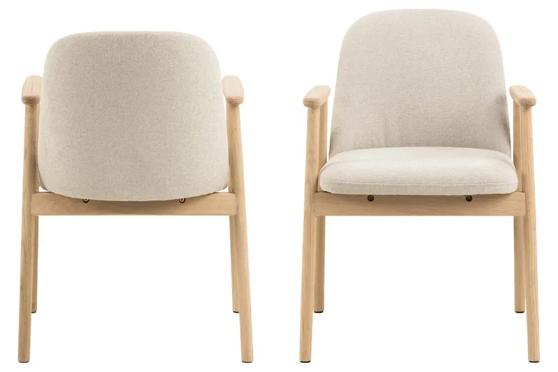 Reciclar Matstol i Bouclé med armstöd i ek trä - Beige - Products - Möbler - Fåtölj & stolar - Karmstol