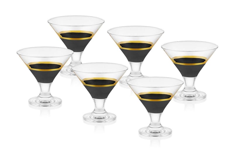 Glass Set 6-pack - Svart/Guld - Products - Servering & matlagning - Glas - Cocktailglas