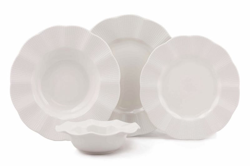 Adine Middagsservis 24 Delar Porslin - Creme - Products - Servering & matlagning - Porslin