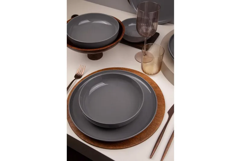 Middagset (12 delar) Athodna Antracit - Antracit - Products - Servering & matlagning - Tallrikar & skålar - Tallrikar set