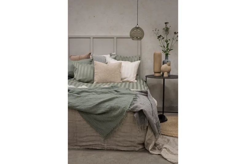 Påslakanset Dubbelsäng 3-Dels Satin - Grön - Products - Textil & mattor - Sängkläder - Bäddset & påslakanset - Påslakanset dubbelsäng