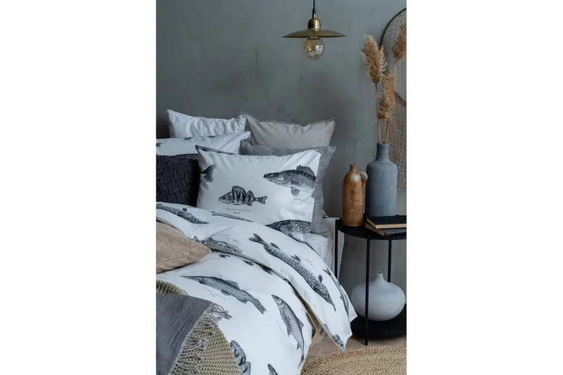 Påslakanset Enkelsäng 2-Dels Fiske Vit - Franzén - Products - Textil & mattor - Sängkläder - Bäddset & påslakanset - Påslakanset dubbelsäng