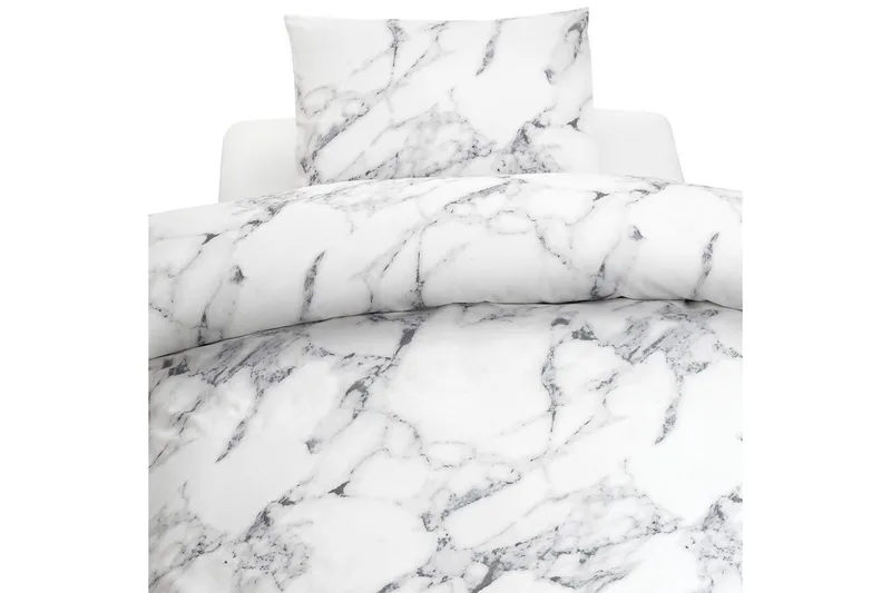 Påslakanset Enkelsäng 2-Dels Marmor Vit, Borganäs of Sweden