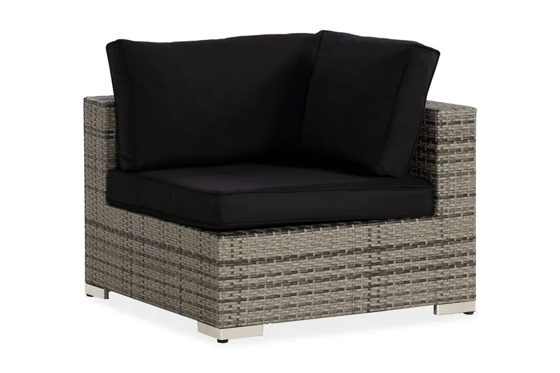 Bahamas Hörnmodul utomhus i konstrotting, Grå / Svarta dynor