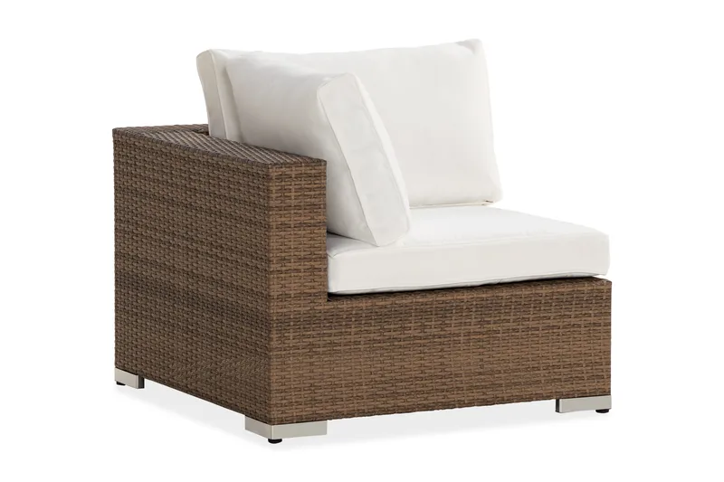 Bahamas Hörnmodul utomhus i konstrotting - Sand / Vita dynor - Products - Utemöbler & utemiljö - Övrigt utemöbler - Moduler utesoffa