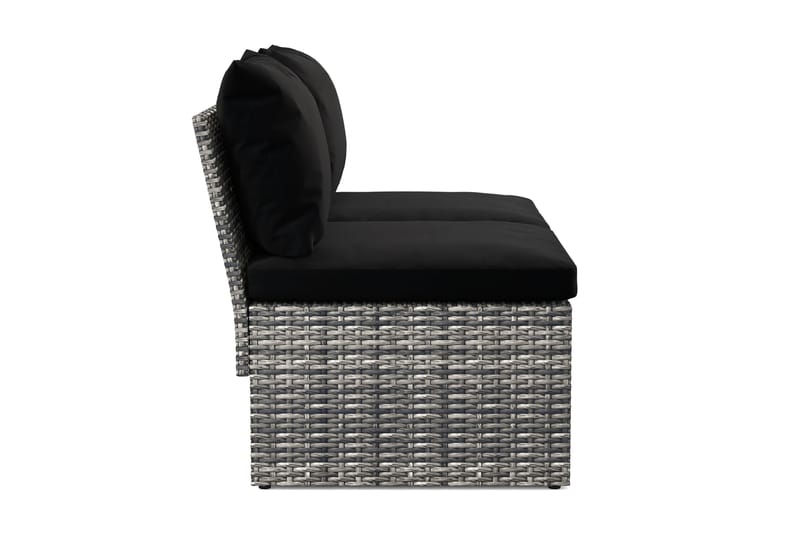 Bahamas Liten Balkongsoffa med dynor och pallar i konstrotting - Grå - Products - Utemöbler & utemiljö - Balkong & altan - Balkongm öbler - Balkongsoffa