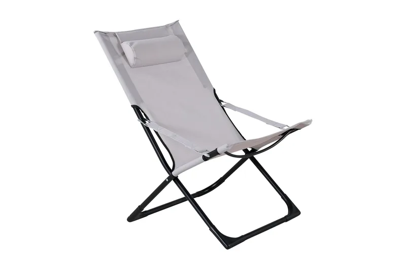 Seville Relaxstol Vikbar med Dyna, Svart/Grå