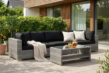 Bahamas utesoffa 5-sits med bord och hylla - Grå - Products - Utemöbler & utemiljö - Loungemöbler - Loungeset & loungegrupp