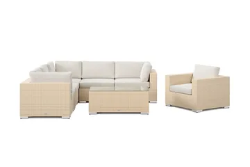 Bahamas utomhus hörnsoffa 6-sits vändbar med fåtölj och bord - Beige - Products - Utemöbler & utemiljö - Loungemöbler - Loungeset & loungegrupp