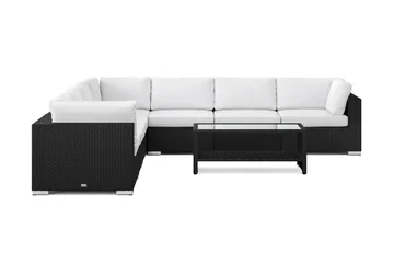 Bahamas utomhus hörnsoffa 7-sits vändbar och bord med hylla - Svart - Products - Utemöbler & utemiljö - Loungemöbler - Loungeset & loungegrupp