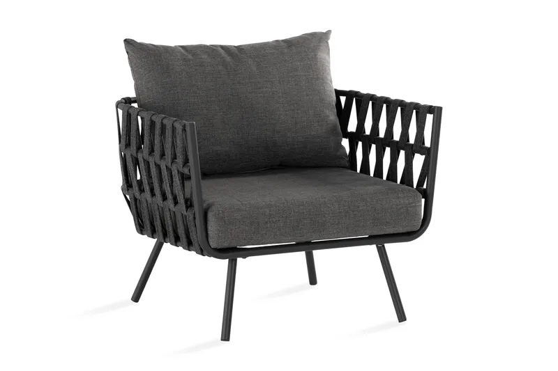 Sandina Utefåtölj – Loungefåtölj för Utemöbler, Svart / Grå