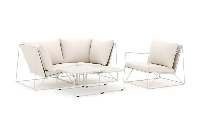 Usteryd utomhus rak 3-sits soffa med fåtölj, Beige/Beige