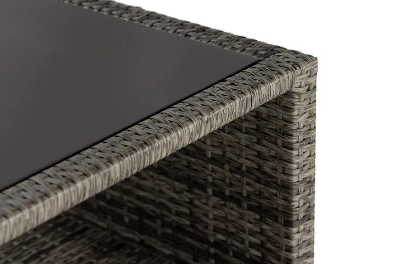 Bahamas Loungbord och Soffbord med hylla Utomhus 113 cm Konstrotting Glas - Grå - Products - Utemöbler & utemiljö - Utebord & trädgårdsbord - Loungebord & soffbord utomhus