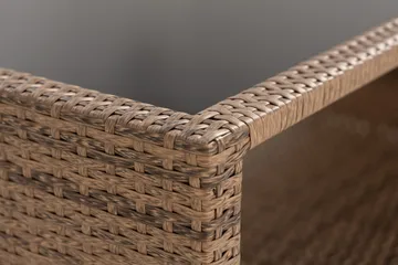 Bahamas Loungbord och Soffbord med hylla Utomhus 113 cm Konstrotting Glas - Sand - Products - Utemöbler & utemiljö - Utebord & trädgårdsbord - Loungebord & soffbord utomhus