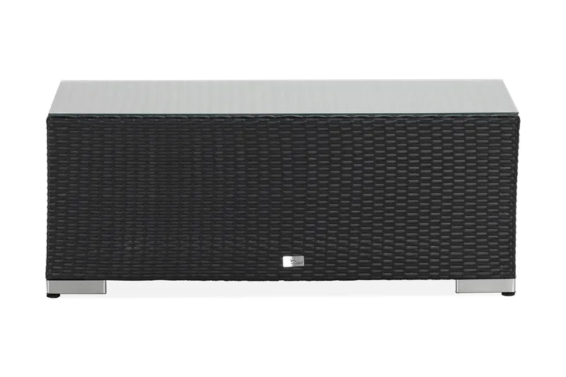 Bahamas Loungbord och Soffbord Utomhus 113 cm Konstrotting Glas - Svart - Products - Utemöbler & utemiljö - Utebord & trädgårdsbord - Loungebord & soffbord utomhus