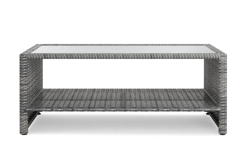 Bahamas Soffbord med hylla Utomhus 113 cm Konstrotting - Grå - Products - Utemöbler & utemiljö - Utebord & trädgårdsbord - Loungebord & soffbord utomhus