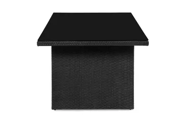 Majestic Matbord Utomhus 210x100 cm – Utebord i konstrotting med bordsskiva i Glas för Trädgård och Altan - Svart - Products - Utemöbler & utemiljö - Utebord & trädgårdsbord - Matbord utomhus