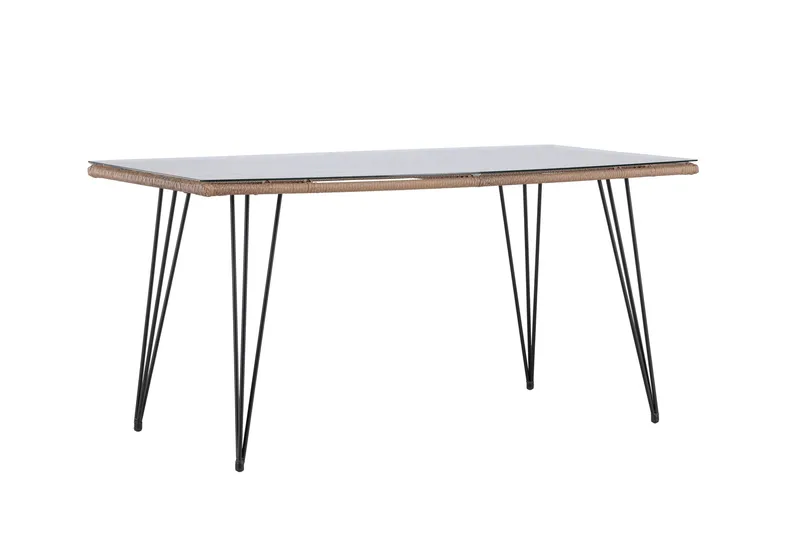Viga Matbord Utomhus 90x160 cm – Rektangulärt Utebord i stål med glasskiva för Trädgården - Brun - Products - Utemöbler & utemiljö - Utebord & trädgårdsbord - Matbord utomhus