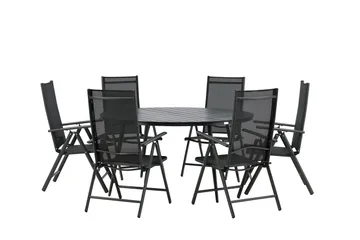 Break Matgrupp Utomhus Rund 150 cm + 6 Break Positionsstol - Svart - Products - Utemöbler & utemiljö - Utegrupp - Matgrupp utomhus