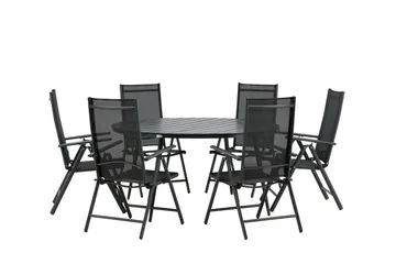 Break Matgrupp Utomhus Rund 150 cm + 6 Break Positionsstol - Svart - Products - Utemöbler & utemiljö - Utegrupp - Matgrupp utomhus