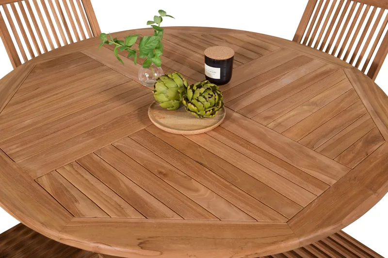 Kenya Matgrupp Utomhus Rund 120 cm + 4 Kenya Hopfällbar Stol - Brun - Products - Utemöbler & utemiljö - Utegrupp - Matgrupp utomhus