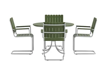 Kullaberg rund matgrupp utomhus med 4 stolar 104 cm stål aintwood - Grön - Products - Utemöbler & utemiljö - Utegrupp - Matgrupp utomhus