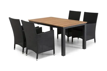 Las Vegas Matgrupp Utomhus 152-210 + 4 Thor Fåtölj - Svart/Teak - Products - Utemöbler & utemiljö - Utegrupp - Matgrupp utomhus