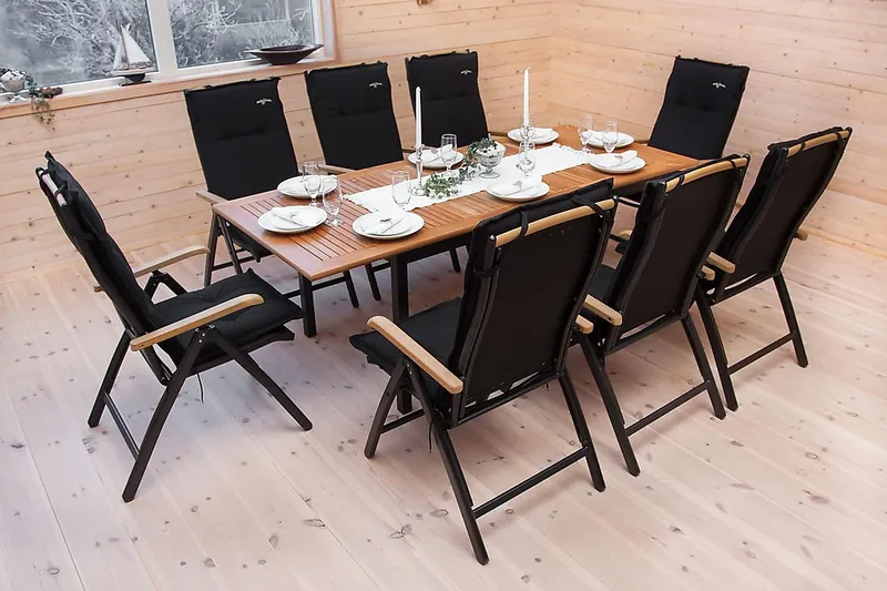 Las Vegas Matgrupp Utomhus 152-210 + 4 Positionsstol Lyx - Svart/Teak - Products - Utemöbler & utemiljö - Utegrupp - Matgrupp utomhus