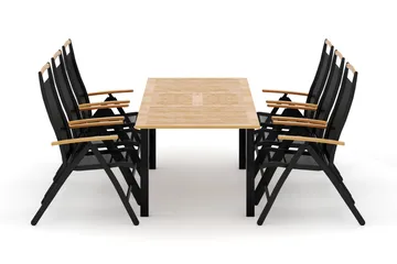 Las Vegas utomhus matgrupp förlängningsbart 152-210x90 cm med 6 Las Vegas positionsstolar - Svart - Products - Utemöbler & utemiljö - Utegrupp - Matgrupp utomhus