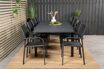 Marbella Matgrupp Utomhus 160-240 cm Rektangulär med 8 Santorini Utestolar - Svart - Products - Utemöbler & utemiljö - Utegrupp - Matgrupp utomhus