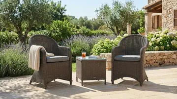 Marcus Caféset med 2 Light Fåtöljer m Dyna - Grå - Products - Utemöbler & utemiljö - Utegrupp - Cafegrupp & cafeset