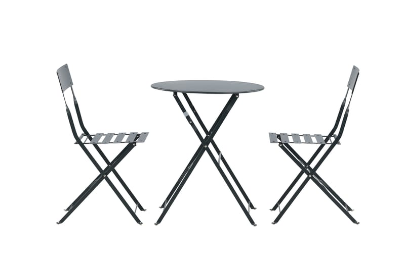 Marseille Caféset Rund Ø60 cm + 2 Matstolar Utomhus - Mörkgrå - Products - Utemöbler & utemiljö - Utegrupp - Cafegrupp & cafeset
