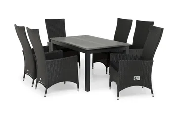 Monaco Matgrupp Utomhus 152-210 + 6 Jenny Ställbar Fåtölj - Svart - Products - Utemöbler & utemiljö - Utegrupp - Matgrupp utomhus