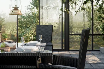 Thor Matgrupp Utomhus 140 + 4 Jenny Ställbar Fåtölj m Dyna - Svart/Svart/Svart - Products - Utemöbler & utemiljö - Utegrupp - Matgrupp utomhus