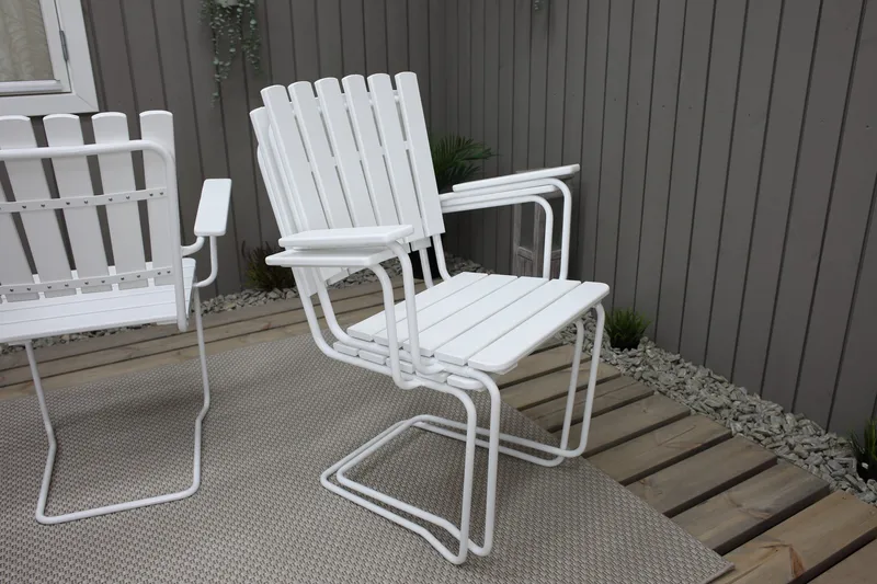 Vaxholm Matgrupp Utomhus Rund 100 cm + 4 Utestolar Vit - Products - Utemöbler & utemiljö - Utegrupp - Matgrupp utomhus