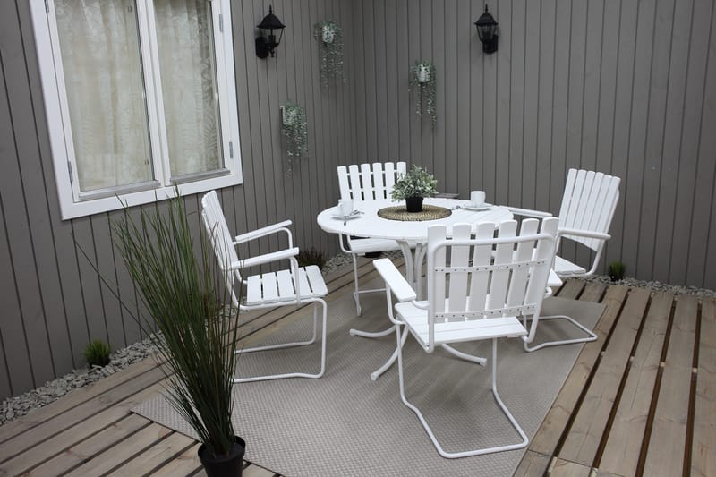 Vaxholm Matgrupp Utomhus Rund 100 cm + 4 Utestolar Vit - Products - Utemöbler & utemiljö - Utegrupp - Matgrupp utomhus